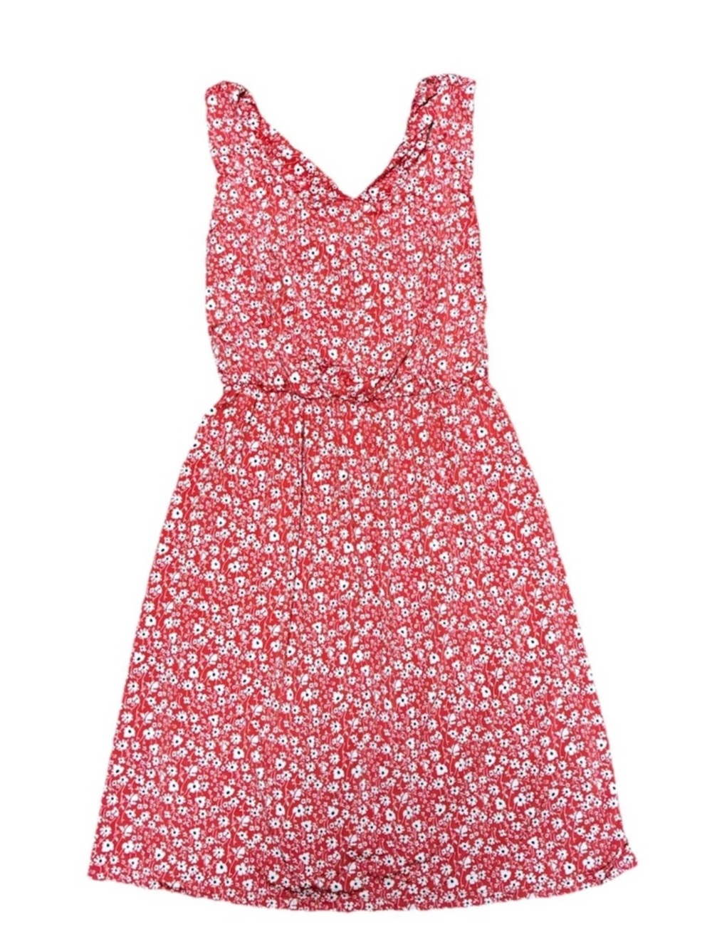 Kaileigh Womens Small Red Floral Dress Sleeveless Elastic Waist Mini Dress